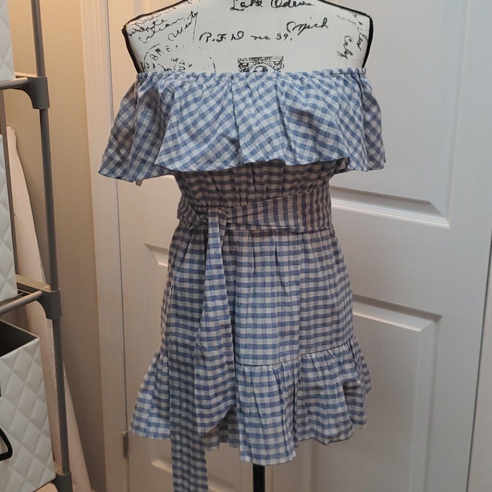 NWOT Tularosa Off the Shoulder Gigngham Dress